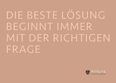 Inhalt, Ablauf und Details zum Architekturwettbewerb kompakt zusammengefasst in der Broschüre „Die beste Lösung beginnt immer mit der richtigen Frage“ © Arch+Ing